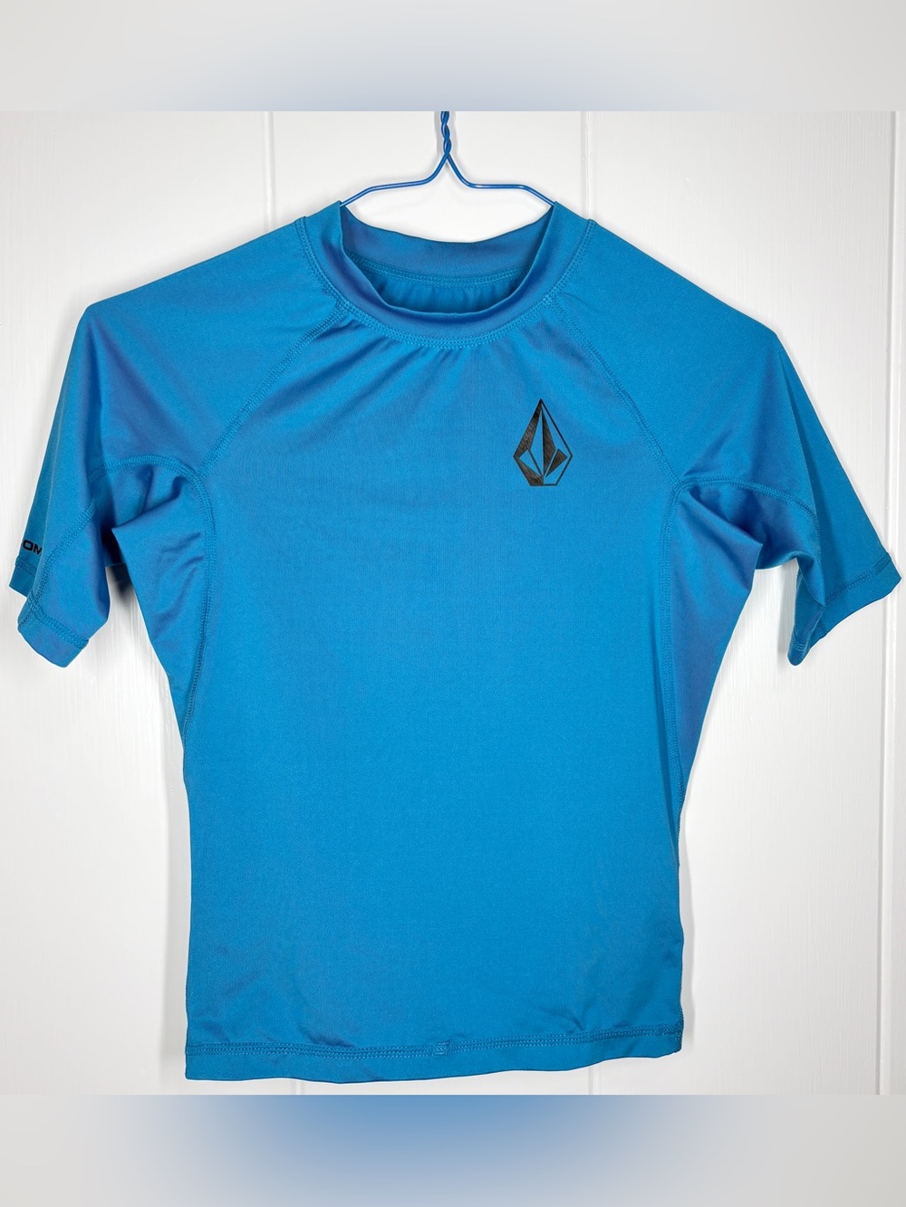 Volcom Kids Boys Swim Shirt Rash Guard Teal Blue Size Small